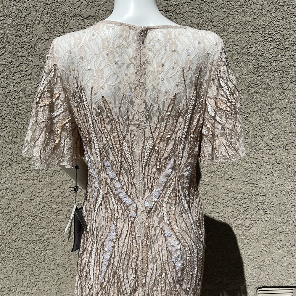 Adrianna Papell Beaded Flutter Sleeve Gown sz 12 P Wedding, Mother of the Bride - Picture 6 of 9